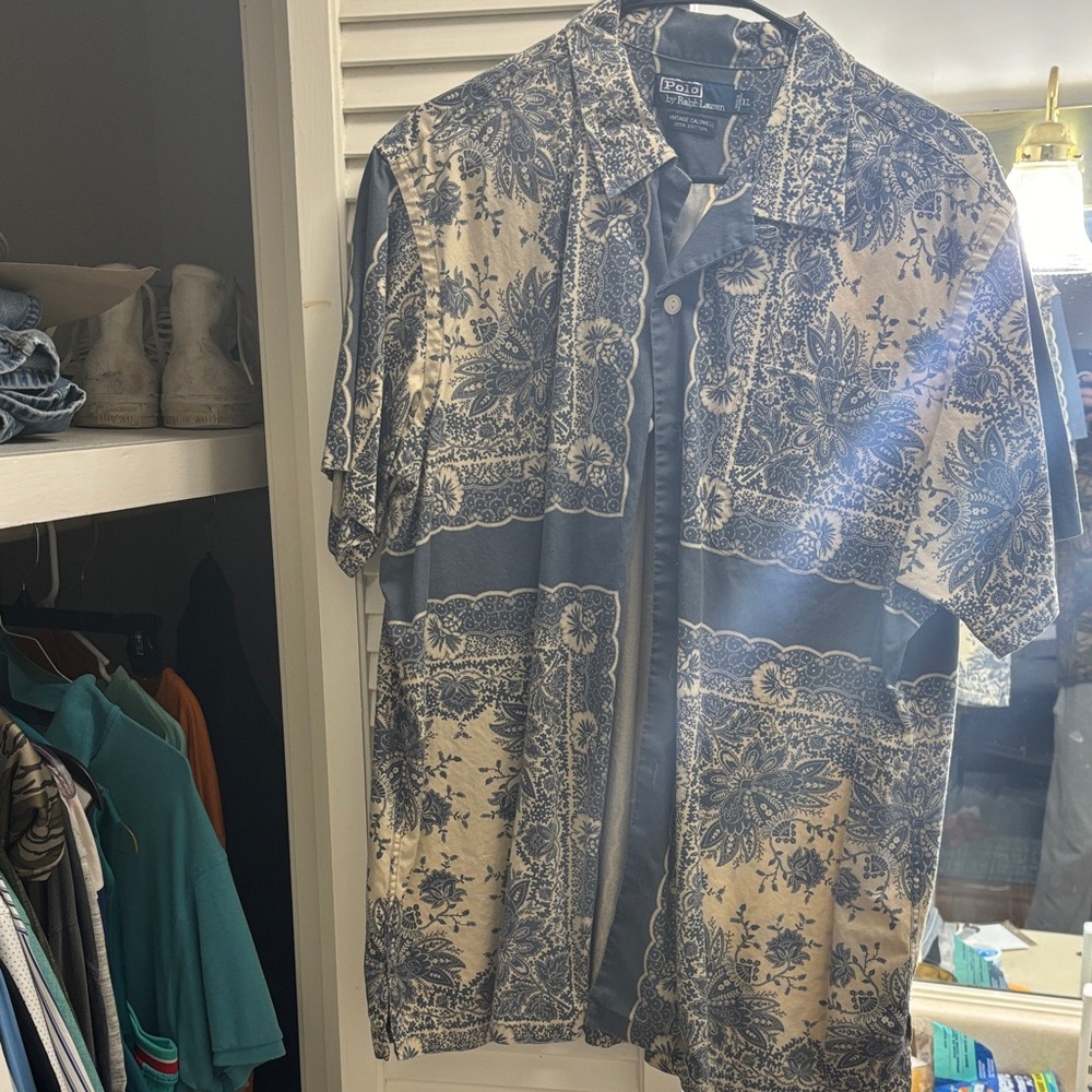 Polo Blue and Cream Floral Men's Caldwell